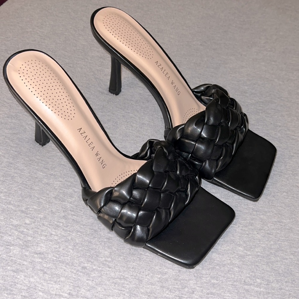 Black braided heels